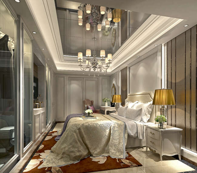 3d render post modern bedroom